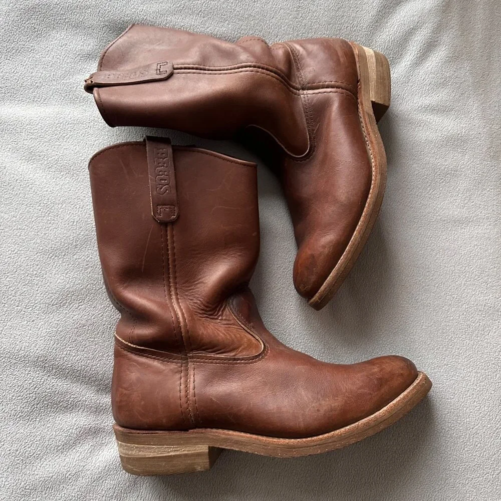 Vtg Red Wing Boots Mens 8.5 E Womens 10 Pecos 1155 Pull On Leather Nail Head Sol